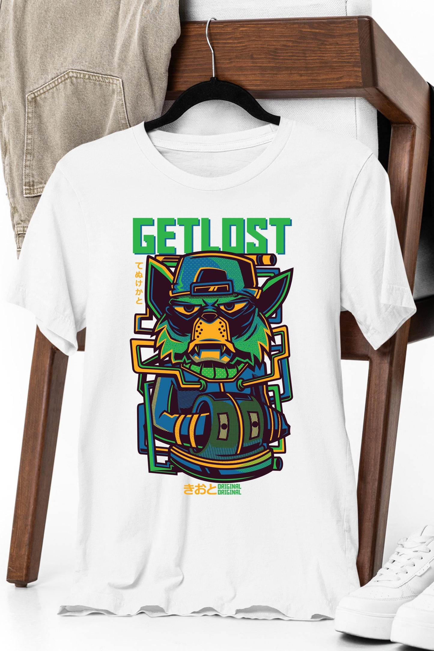 a white t - shirt with a picture of a gorilla on it