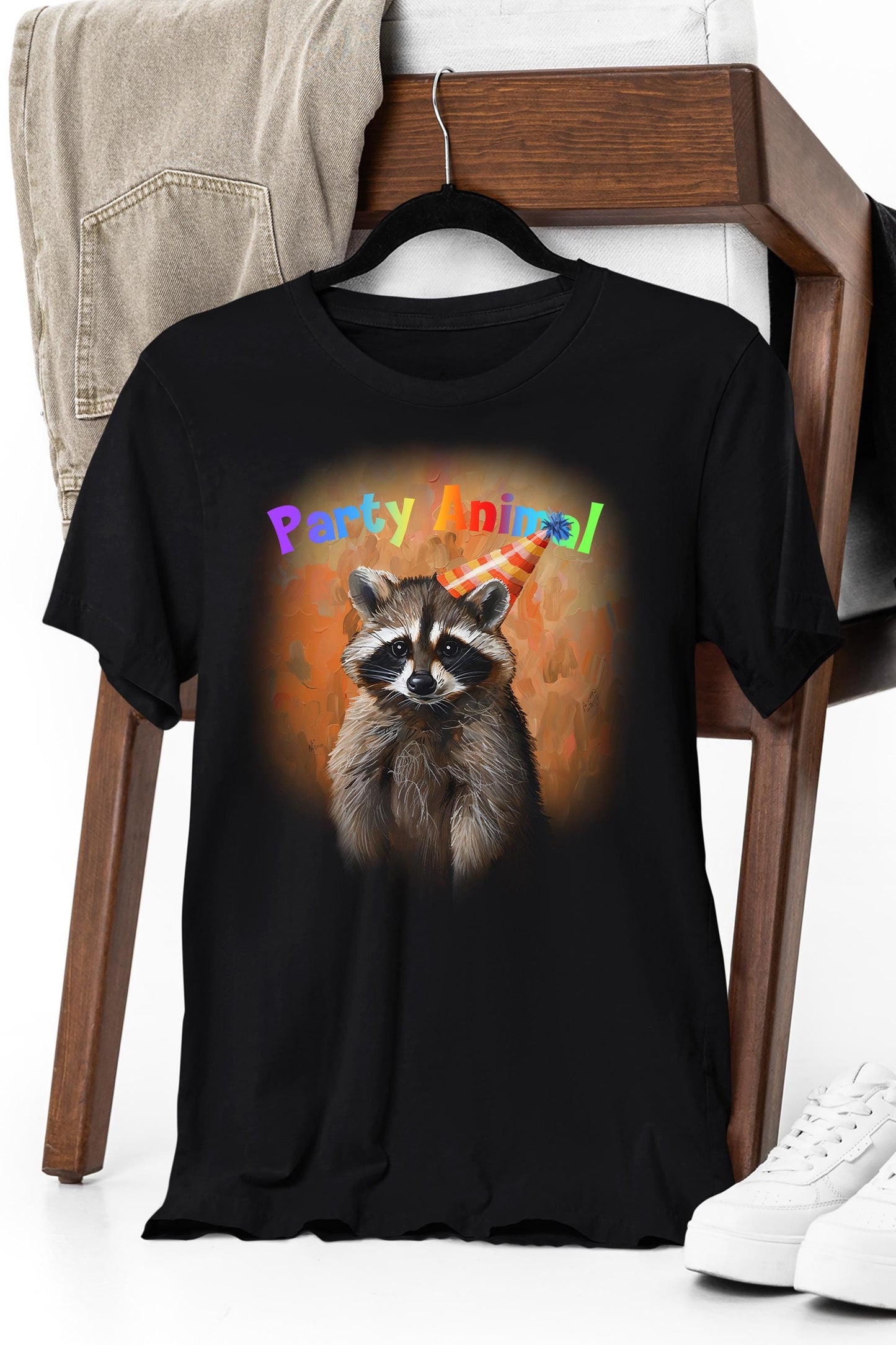 funny raccoon wearing party hat