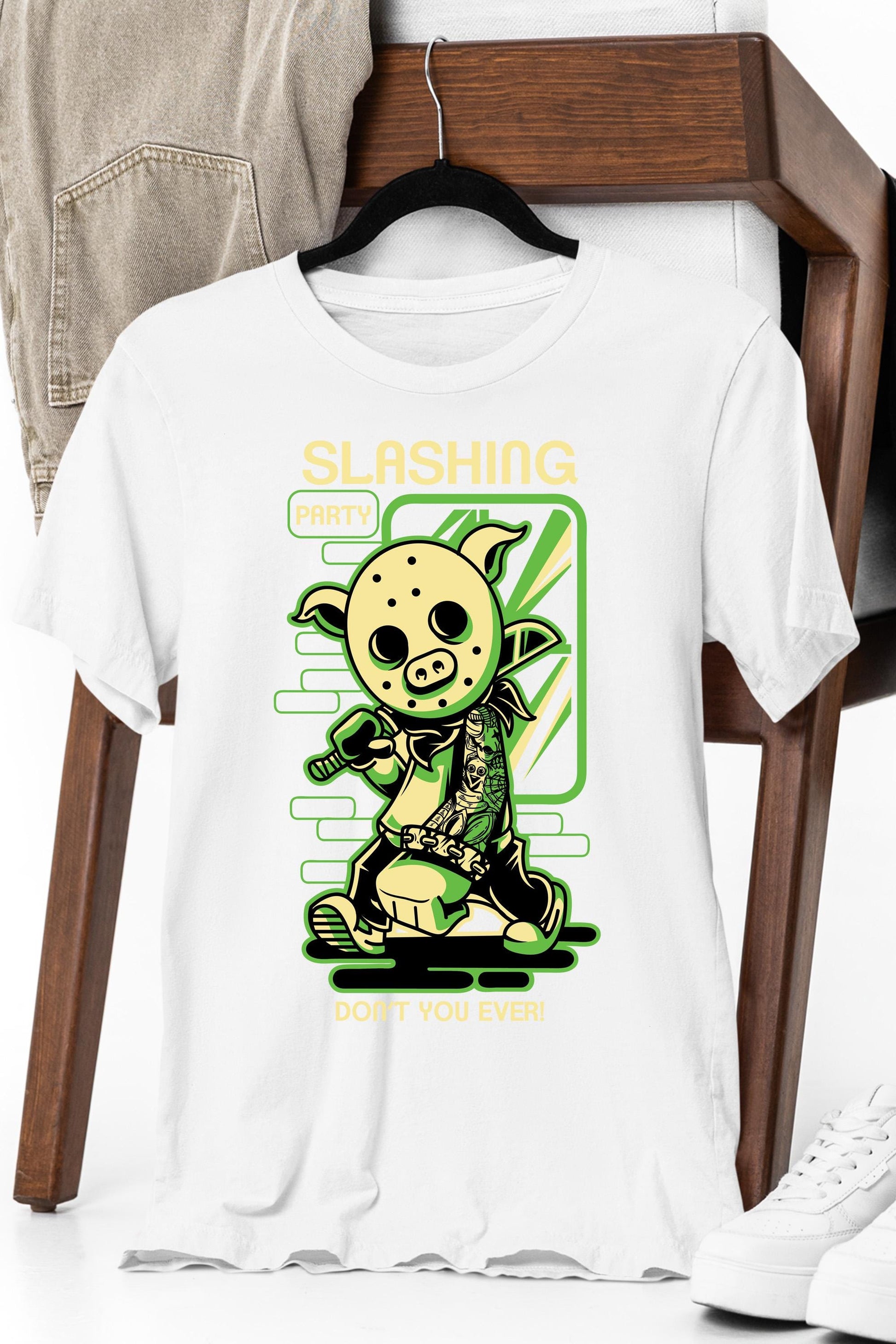 a t - shirt with a picture of a cartoon character on it