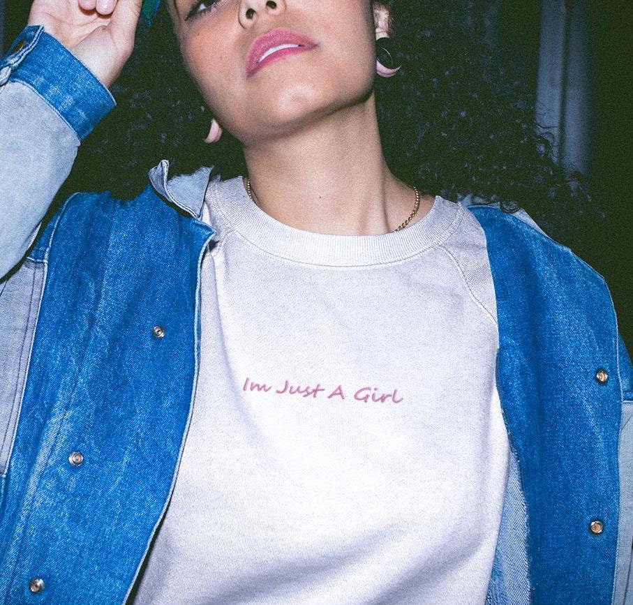 Embroidered I'm Just A Girl Hoodie, I'm Just A Girl Sweater, Gift for her