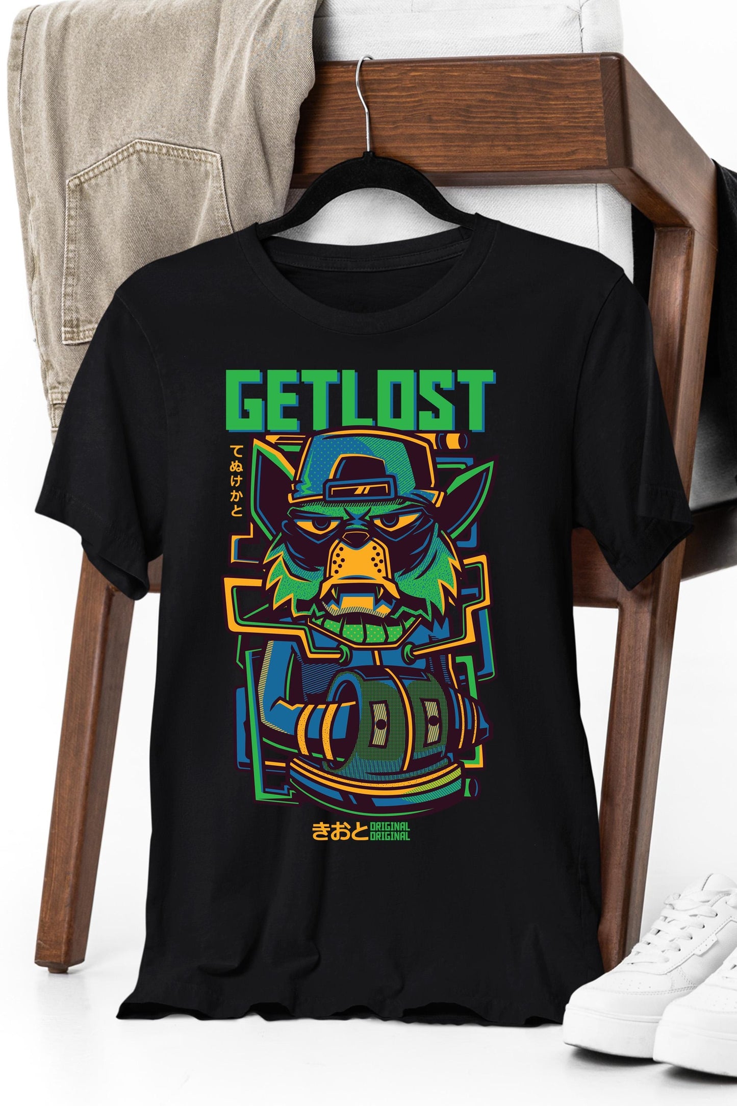 a black t - shirt with a picture of a star wars character on it